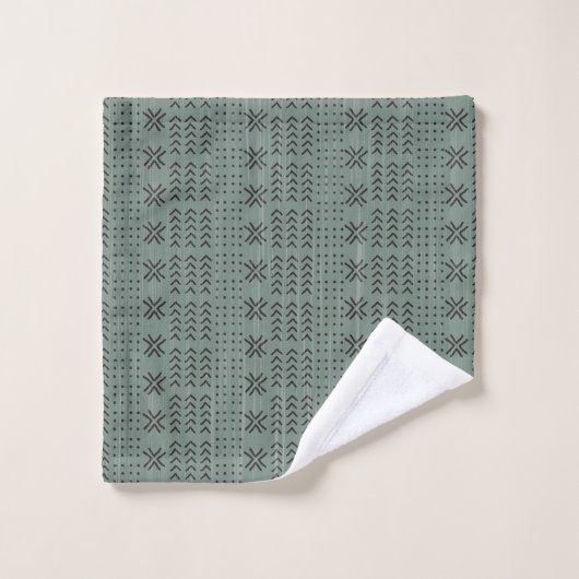 Motif Africain en tissu vert Sage moderne (Gant de toilette)