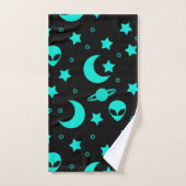 Motif Alien turquoise avec étoiles et lunes (Serviette à main)