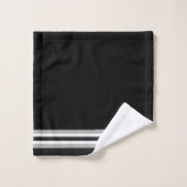 Motif alternatif rayé noir, blanc et gris (Gant de toilette)