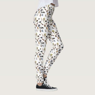 Motif animal sauvage, dames Leggings blancs