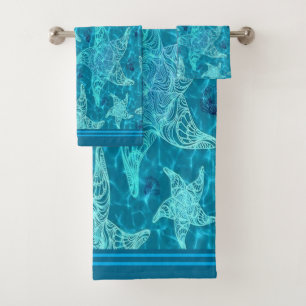 Motif Aqua Blue Starfish