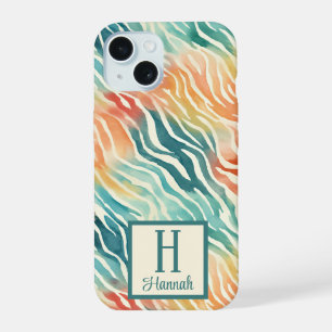 Motif aquarelle coloré personnalisé avec monogramm