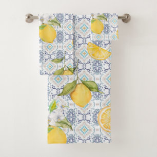 Motif aquarelle de citron sicilien avec ornement b