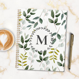 Motif aquarelle de feuilles vertes monogrammées 20