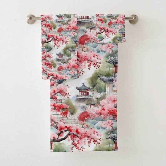Motif aquarelle de pagode chinoise (En situation)
