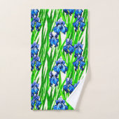 Motif aquarelle Iris Bleu (Serviette à main)