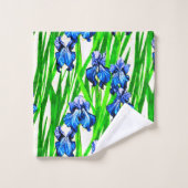 Motif aquarelle Iris Bleu (Gant de toilette)