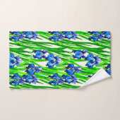 Motif aquarelle Iris Bleu (Serviette à main)