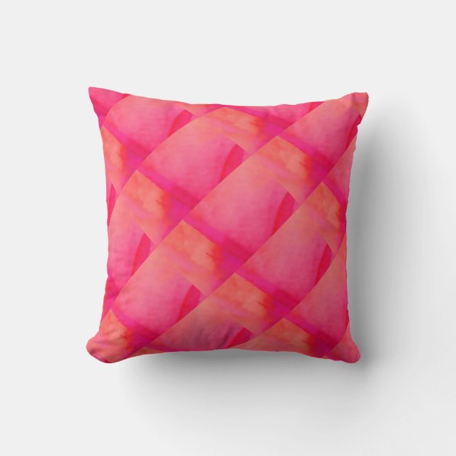 Motif aquarelle laver abstrait rose rouge coussin (Recto)