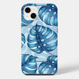 Motif aquarelle Monstera bleu