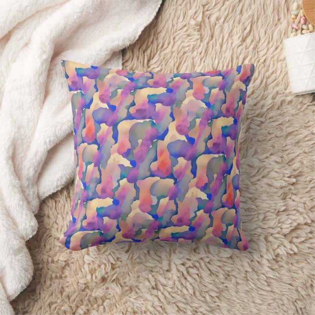 Motif aquarelle multicolore - Coussin jetable (Couverture)
