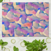 Motif aquarelle multicolore - Torchons de cuisine (Plié)