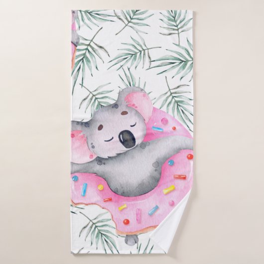 Motif aquarelle peint à la main avec koala tropica (Serviette de bain)