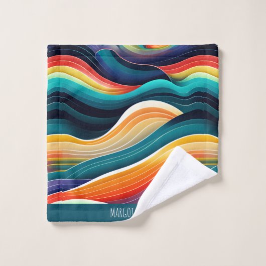 Motif arc-en-ciel des vagues de l'océan Abstrait (Gant de toilette)