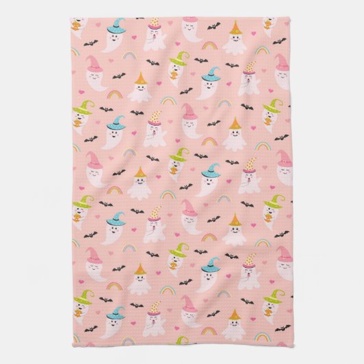 Motif arc-en-ciel rose Halloween Serviette de cuis (Vertical)