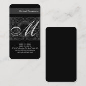 Motif arrondi  gris Carte de visite Monogramme (Devant / Derrière)