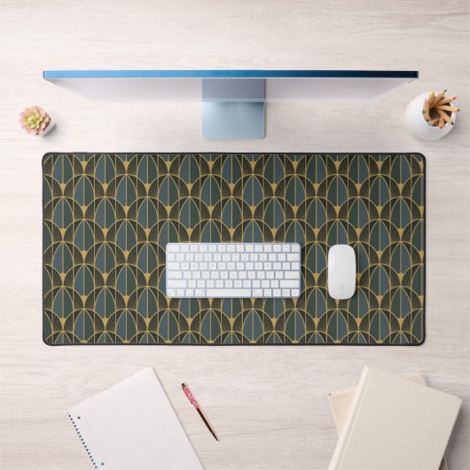 Motif Art Déco avec des formes géométriques dorées (Bureau 1)