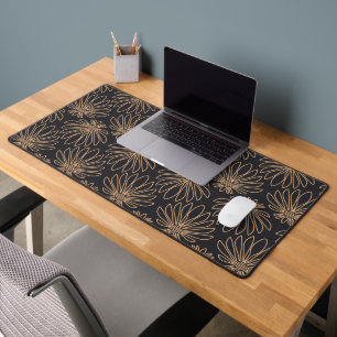 Motif Art Déco avec motifs floraux dorés
