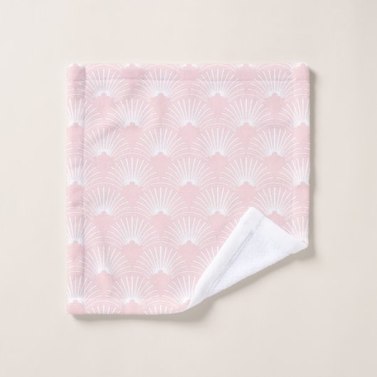 Motif art déco blanc et rose pastel (Gant de toilette)