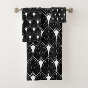 Motif Art déco blanc sur Arrière - plan noir