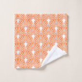 Motif Art déco blanc sur arrière - plan orange (Gant de toilette)