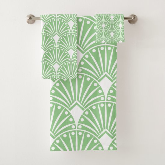 Motif Art déco blanc sur arrière - plan vert clair (En situation)
