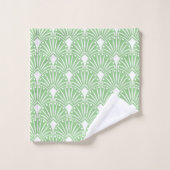 Motif Art déco blanc sur arrière - plan vert clair (Gant de toilette)