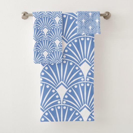 Motif Art déco bleu et blanc en poudre (En situation)