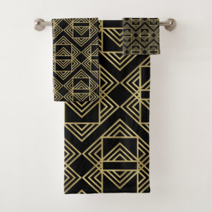 Motif Art Déco doré et noir, audacieux, rétro et g