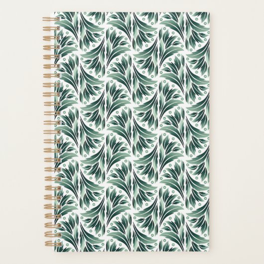 Motif Art Déco élégant avec feuillage vert (Devant)