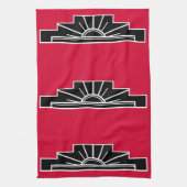 Motif Art déco en B&W et serviette de thé rouge (Vertical)