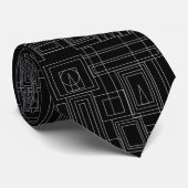Motif Art déco noir et gris Cravate Gents (Roulé)