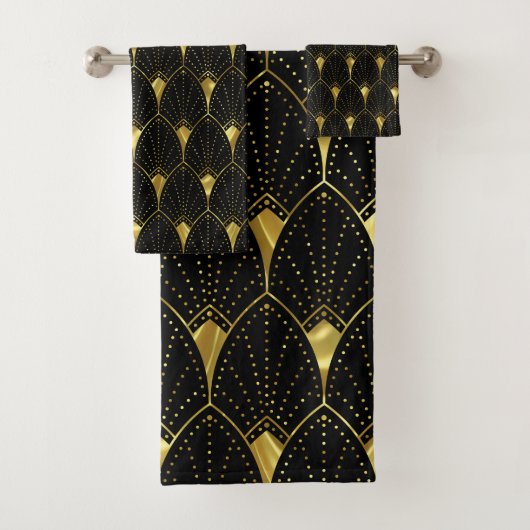 Motif Art Déco Or brillant sur Arrière - plan noir (En situation)