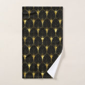 Motif Art Déco Or brillant sur Arrière - plan noir (Serviette à main)