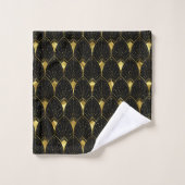 Motif Art Déco Or brillant sur Arrière - plan noir (Gant de toilette)