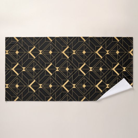 Motif Art déco. Simples grappes noir et or (Serviette de bain)