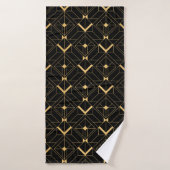 Motif Art déco. Simples grappes noir et or (Serviette de bain)
