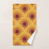 Motif Art Déco Soleil Orange Jaune Marron (Serviette à main)