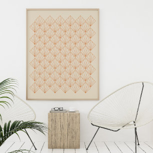 Motif Art Déco vintage en Orange Brûlé