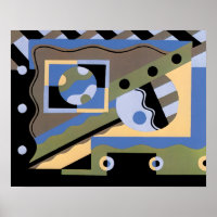 Motif Art Déco Vintage Pochoir Jazz Cubisme
