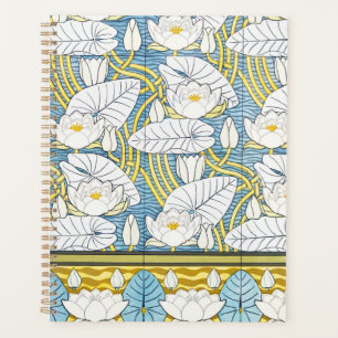 Motif Art Nouveau de nénuphar vert sauge