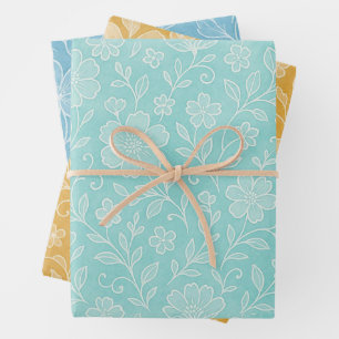 Motif artistique de feuilles florales sur bleu tur
