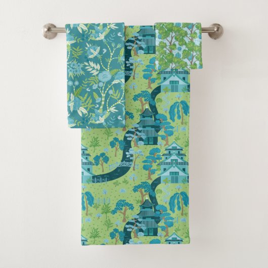 Motif Asiatique Bleu Vert (En situation)
