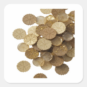 Motif autocollant FEUILLES D'OR Argenté Élégant