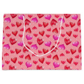 Motif aux Coeurs rose et rouge, Sac cadeau Valenti (Devant)