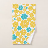 Motif aux fleurs - Turquoise et Jaune (Serviette à main)