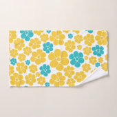 Motif aux fleurs - Turquoise et Jaune (Serviette à main)
