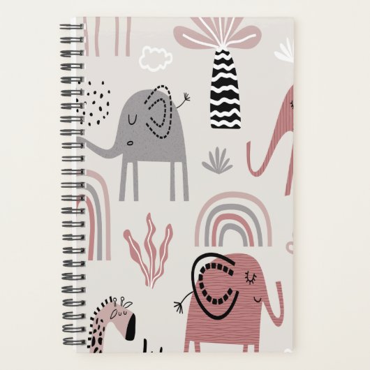 motif avec de mignons éléphants et girafes géant (Devant)