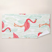 Motif avec des ornements flamands roses sur un fon (Serviette de bain)