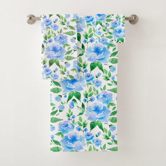 Motif avec fleurs d'aquarelle bleue (En situation)